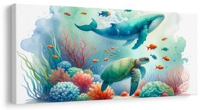 Tablou broască țestoasă și balenă în ocean