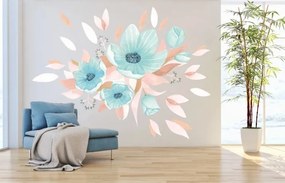 Autocolant de perete pentru interior de un buchet de flori albastre 100 x 200 cm