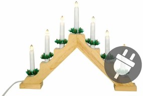 Decor de Crăciun - sfeșnic din lemn, 7 LED-uri