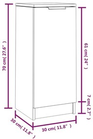 Servante, 2 buc., alb extralucios, 30x30x70 cm, lemn prelucrat 2, Alb foarte lucios