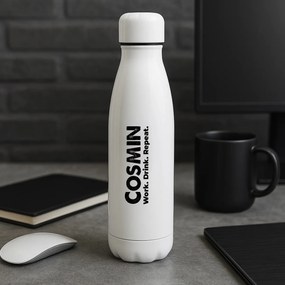 Sticla de apa personalizata cu nume si mesaj, metalica, 700ml