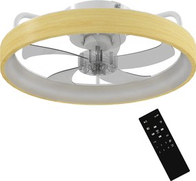 HOMCOM Ventilator de tavan cu lumină LED plafonier ventilator Ø49cm 7 pale 6 viteze luminozitate reglabilă mod vară-iarnă | Aosom Romania