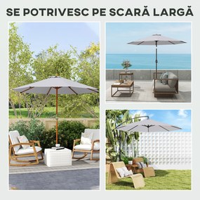 Outsunny Copertină de Rezervă pentru Umbrelă cu Priză de Aer, Rezistentă la UV și Apă, Ø295 cm, Gri | Aosom Romania