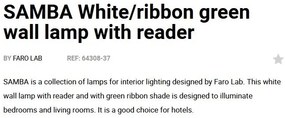 Aplica moderna design elegant SAMBA reader LED alb/verde