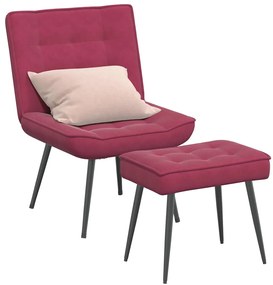 vidaXL Scaun de relaxare cu taburet, roșu vin, catifea