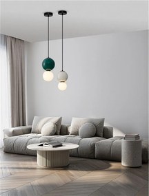 Pendul LED decorativ portelan gri deschis, sticla alb, NOESIS