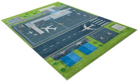 BAMBINO 46990 covor lavabil Aeroport, avioane pentru copii anti-alunecare - verde / gri