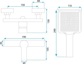 Baterie de duș REA ARGUS Brush Copper