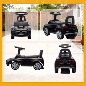 AIYAPLAY Mașinuță Electrică pentru Copii Licență Mercedes Benz cu Claxon și Spațiu Portaoggetti, 65x28x39 cm, Negru | Aosom Romania