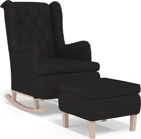 vidaXL Fotoliu balansoar cu taburet, negru, material textil