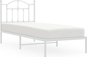 vidaXL Cadru de pat metalic cu tăblie, alb, 80x200 cm