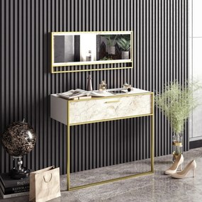 Masă decorativă Polka Aynali Alb