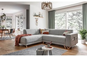 Colțar gri deschis extensibil/cu spațiu de depozitare (cu colț pe partea stângă/în formă de ”L”) Classy Sophie – Miuform