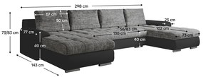 Set canapea universal, piele ecologica negru melir gri, TOLITA U UNI