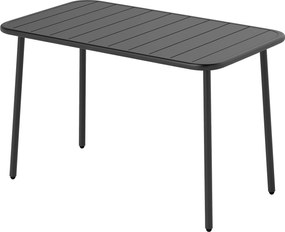 Outsunny Masă de sufragerie de grădină dreptunghiulară 120x70x72 cm din oțel cu blat cu lamele pentru 4 persoane gri | Aosom Romania