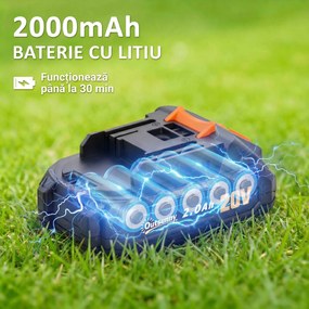 Outsunny Foarfecă de Tuns Gard Viu pe Baterie 18V, cu Baterie de 2Ah, Încărcător, Lamă Dublă de 51cm pentru Crengi, Arbuști și Ramuri, Portocaliu | Aosom Romania