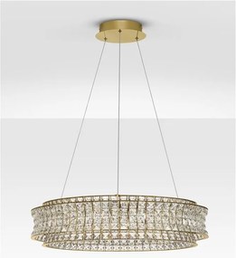 Lustra suspendata LED auriu, cristale sticla CELYSIA 80cm