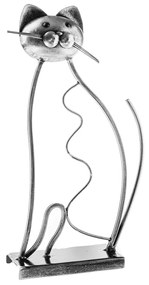 Pisică metalică așezată, pe soclu, 34,5 cm