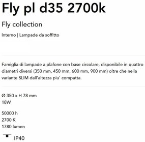 Plafoniera LED moderna Fly pl d35 2700k alba