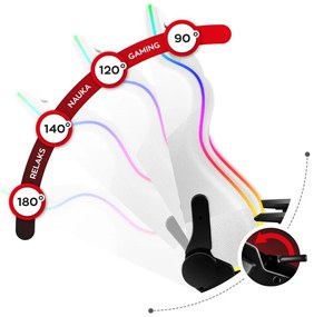 Fotoliu gaming Fusion 6.2 (alb + multicolor) (cu iluminat LED). 1087488