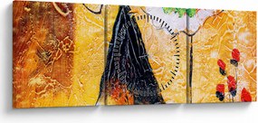 Tablou - Balerine dansînd, pictură în ulei (cu ceas) (90x30 cm)