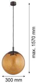 Lustra suspendata din Sticla, Chihlimbar, Metal, Titan, SACRAMENTO