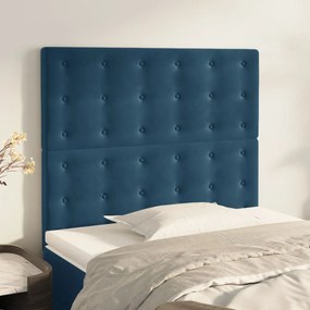 Tablii de pat, 2 buc, albastru inchis, 90x5x78 88 cm, catifea 2, Albastru inchis, 90 x 5 x 118 128 cm