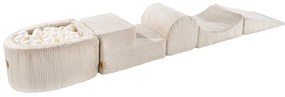 Teren de joacă din spumă crem 5 buc. din catifea reiată înălțime 30 cm 250x45 cm Montessori – Meowbaby