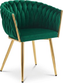 Scaun Dining Tip Fololiu Mira Catifea Verde, Picioare Aurii