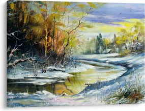 Tablou - Râu de iarnă, pictură în ulei (70x50 cm)