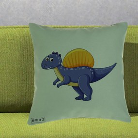 Perna Decorativa Spinozaur Kawaii, 40x40 cm, Verde, Husa Detasabila, Perna Inclusa, BEKZ®