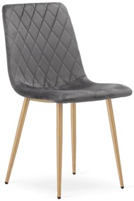 Scaun Bucatarie/Dining Clay Catifea Gri Inchis Picioare Metalice Finisaj Lemn