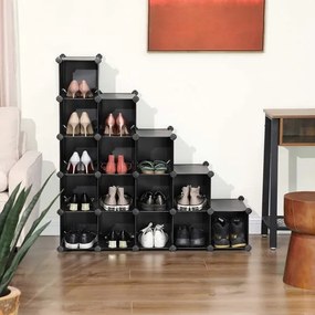 Raft De Depozitare Din Plastic, Negru, 113 x 36 x 113 cm