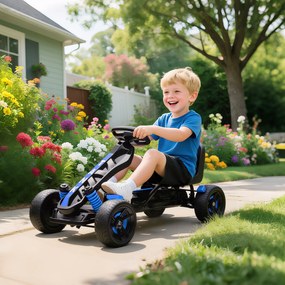 AIYAPLAY Kart cu pedale pentru copii, karting copii 3-6 ani cu ambreiaj automat, frână, roți EVA antiderapante, albastru | Aosom Romania