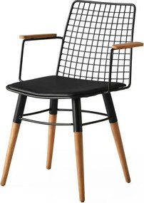 Set 2 scaune TREND 961, negru/nuc, piele ecologica/metal, 43x39x82 cm