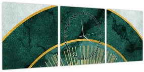 Tablou - Forme cu texturi aurii (cu ceas) (90x30 cm)