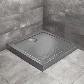 Cadita dus patrata Radaway Doros C Compact Stone 80x80 cm acril antracit