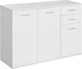 HOMCOM Dulapior Multifuncțional cu 3 Uși și 2 Sertare, Design Modern, Lemn Granulat, Alb, 106x35x76cm | Aosom Romania