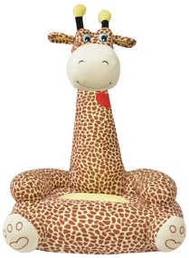 80160 vidaXL Scaun din pluș pentru copii cu model girafă, maro