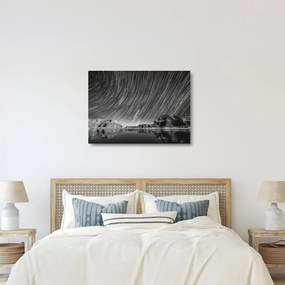 Tablou pe sticlă albnegru cu cerul și stele (70x50 cm)