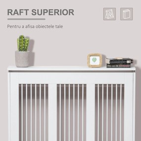 HOMCOM Masca Radiator Moderna din MDF si Otel Alb 90x18x84cm Protectie si Decor pentru Calorifer | Aosom Romania