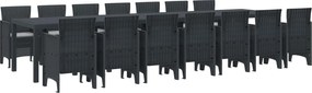 vidaXL Set de masă de grădină cu perne cu pernă 15 pcs Antracit PP