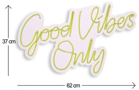 Decoratiune luminoasa LED de perete Good Vibes Only 2 Galben 37x62x2 cm