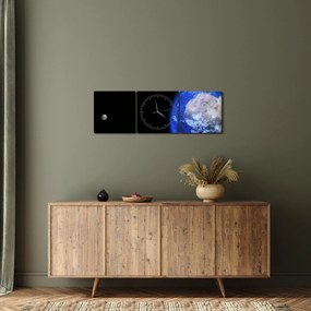 Tablou - Luna și Pământul (cu ceas) (90x30 cm)