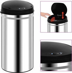 vidaXL Coș de gunoi automat cu senzor, 50 L, oțel inoxidabil