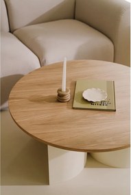 Măsuță de cafea crem/în culoare naturală rotundă cu blat cu aspect de lemn de frasin ø 95 cm Gavo – noo.ma