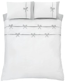 Lenjerie de pat albă-gri pentru pat dublu, extinsă 230x220 cm Milo Bow – Catherine Lansfield