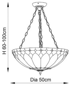 Endon 63976 - Lustră pe lanț Tiffany BROOKLYN 3xE27/60W/230V Ø 50 cm