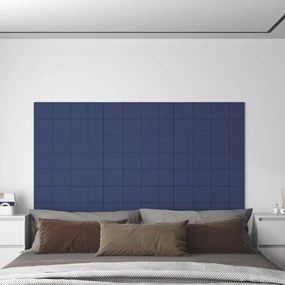 Panouri de perete, 12 buc., albastru, 60x15 cm, textil, 1,08 m   12, Albastru, 60 x 15 cm