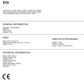 Pendul LED design modern 10cm Elie crom SV-773106